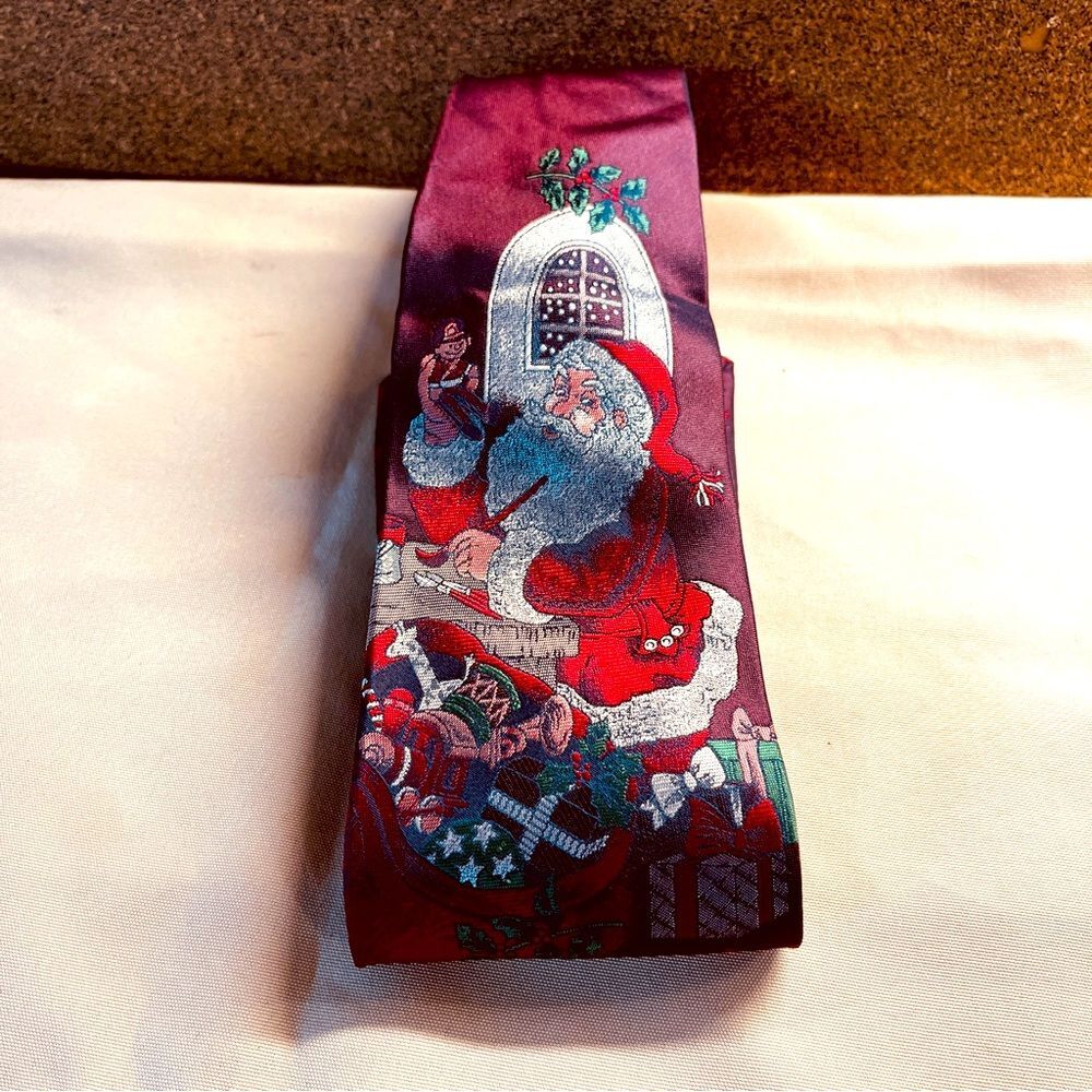 Santa Christmas Silk Tie 3.5” wide